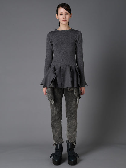 HIGH-GAUGE 3D KNIT FRILLED PULLOVER