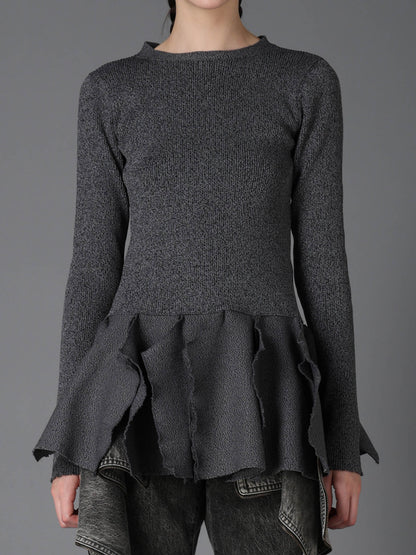 HIGH-GAUGE 3D KNIT FRILLED PULLOVER