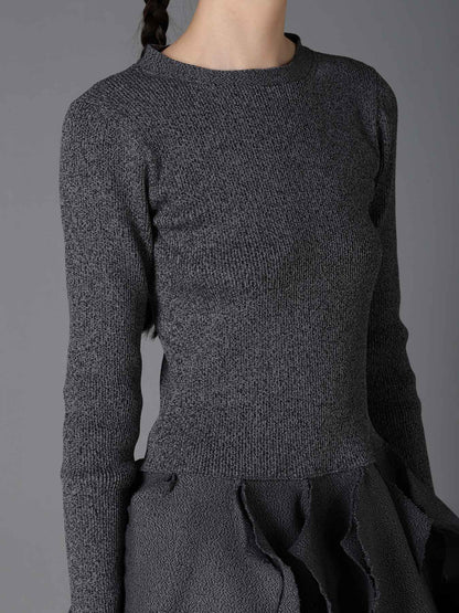HIGH-GAUGE 3D KNIT FRILLED PULLOVER