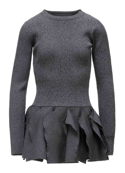 HIGH-GAUGE 3D KNIT FRILLED PULLOVER