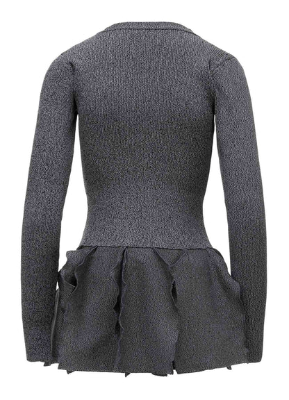 HIGH-GAUGE 3D KNIT FRILLED PULLOVER