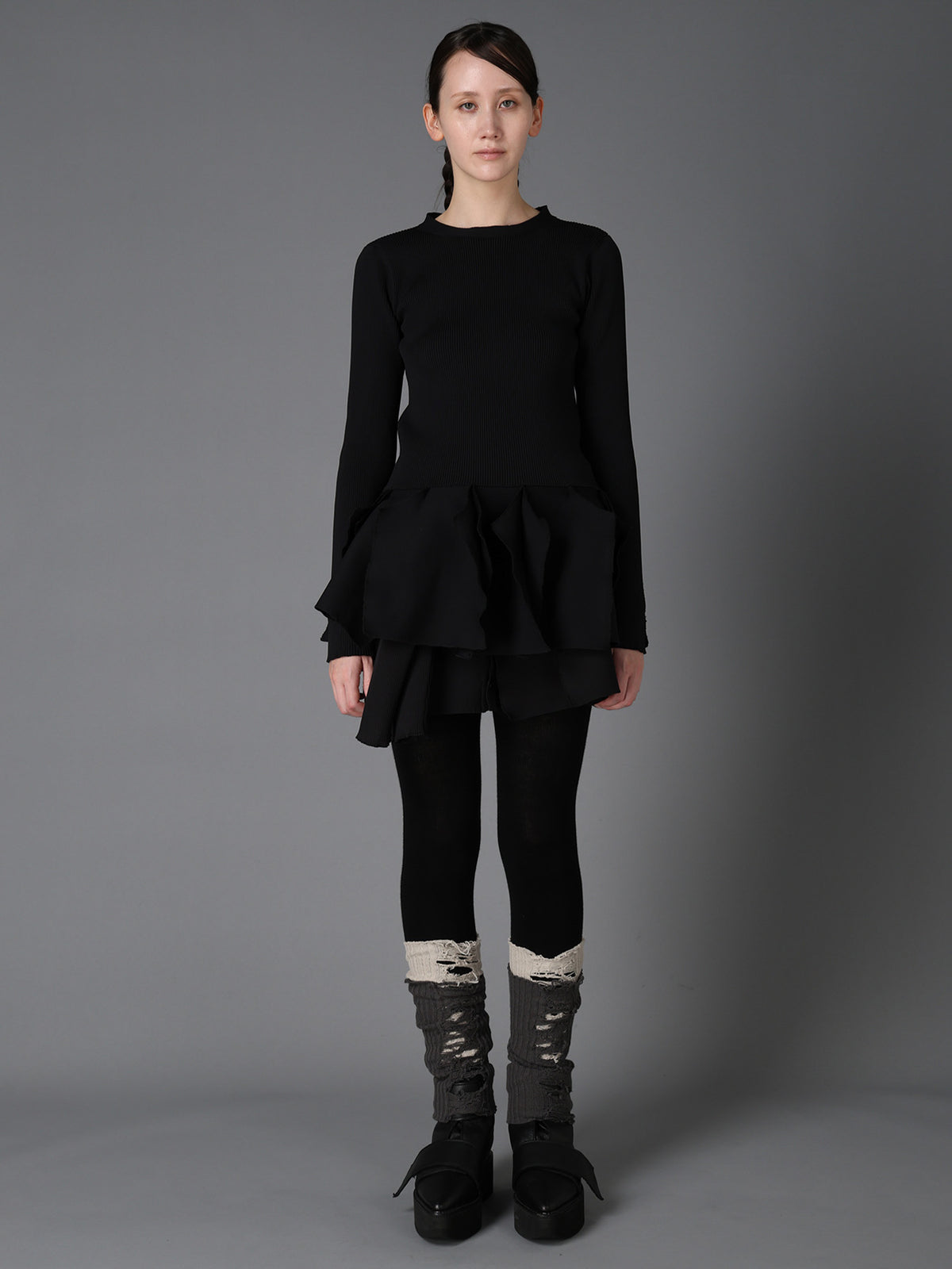 HIGH-GAUGE 3D KNIT FRILLED PULLOVER