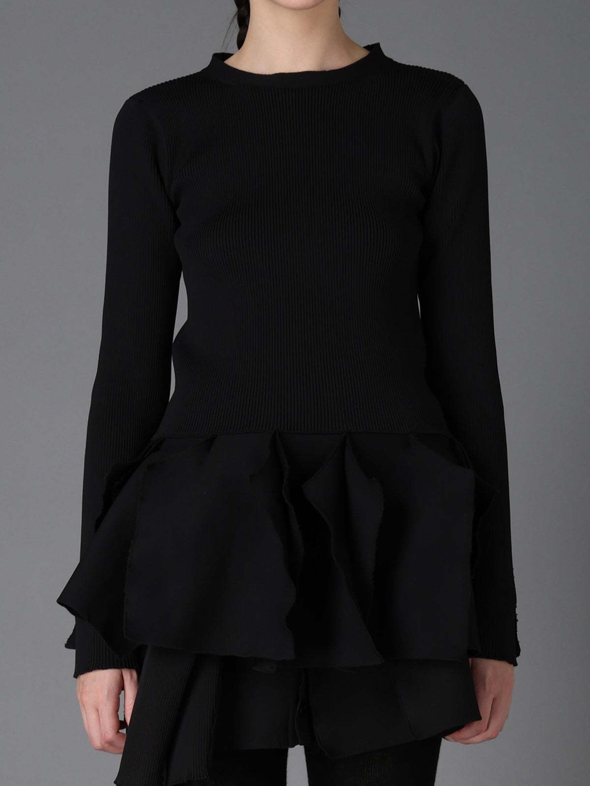 HIGH-GAUGE 3D KNIT FRILLED PULLOVER