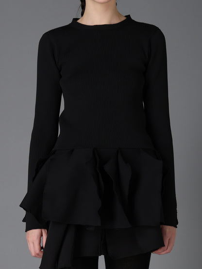 HIGH-GAUGE 3D KNIT FRILLED PULLOVER