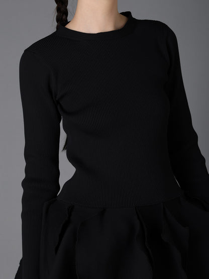 HIGH-GAUGE 3D KNIT FRILLED PULLOVER