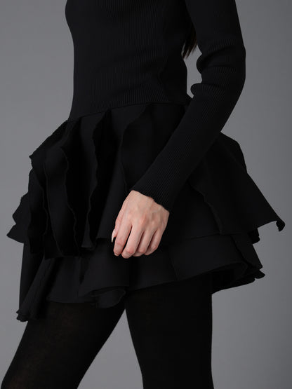 HIGH-GAUGE 3D KNIT FRILLED PULLOVER