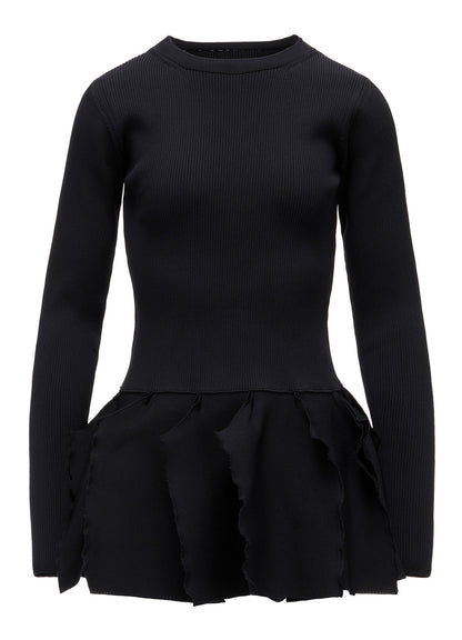HIGH-GAUGE 3D KNIT FRILLED PULLOVER