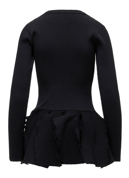 HIGH-GAUGE 3D KNIT FRILLED PULLOVER