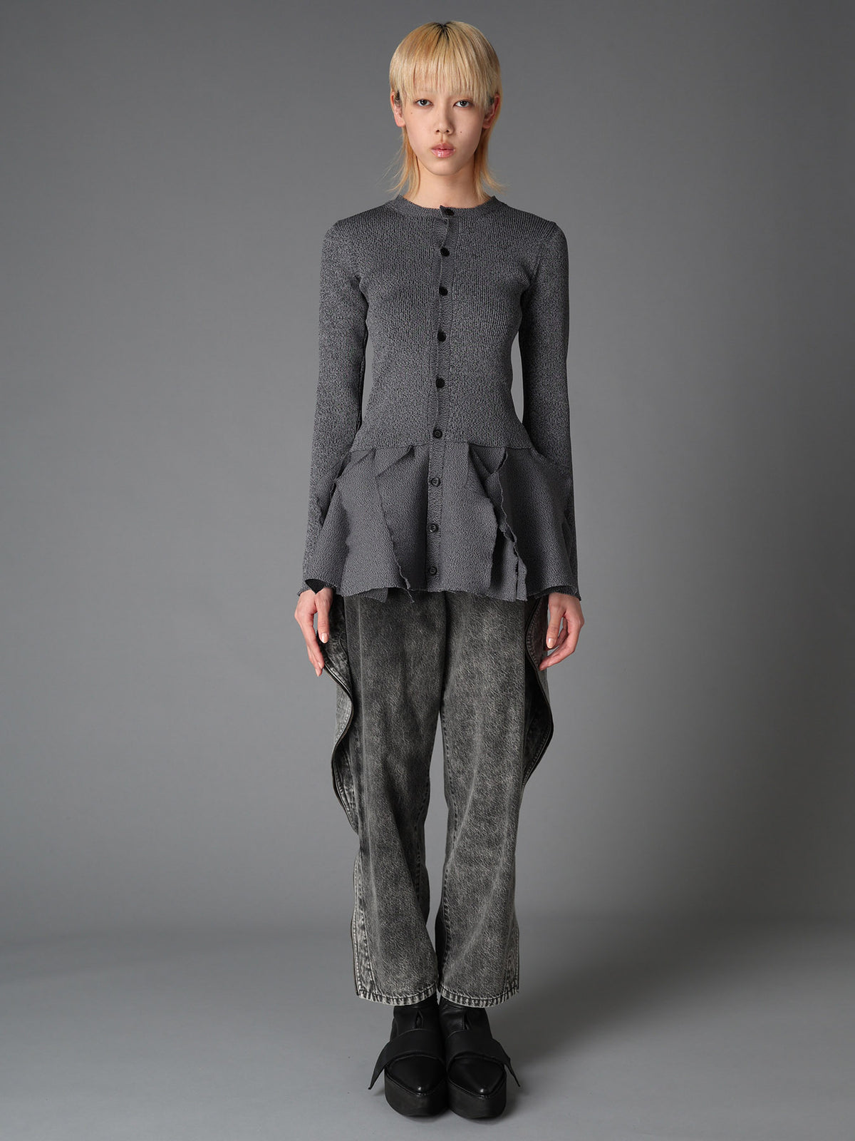 HIGH-GAUGE 3D KNIT FRILLED GARDIGAN
