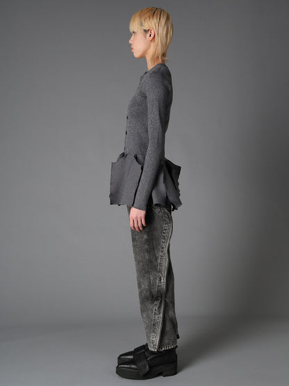 HIGH-GAUGE 3D KNIT FRILLED GARDIGAN