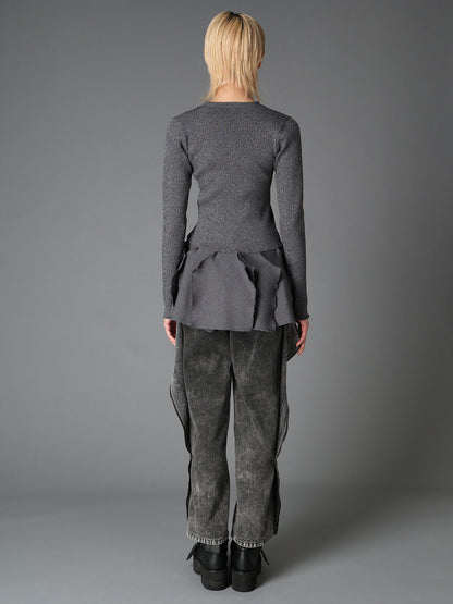 HIGH-GAUGE 3D KNIT FRILLED GARDIGAN