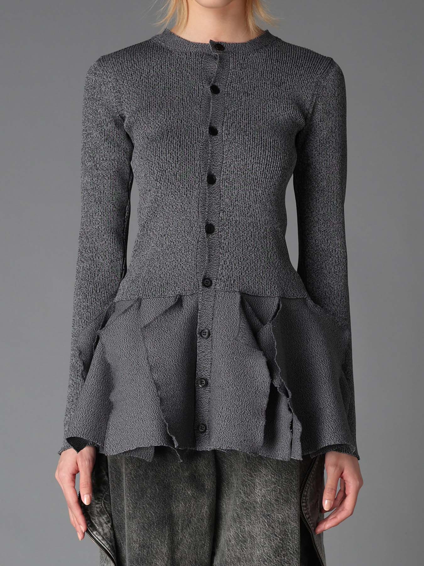 HIGH-GAUGE 3D KNIT FRILLED GARDIGAN