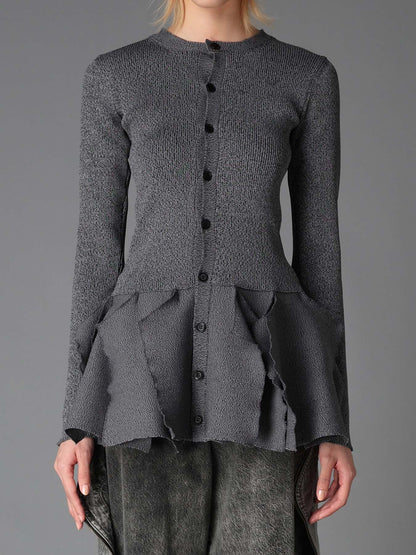 HIGH-GAUGE 3D KNIT FRILLED GARDIGAN
