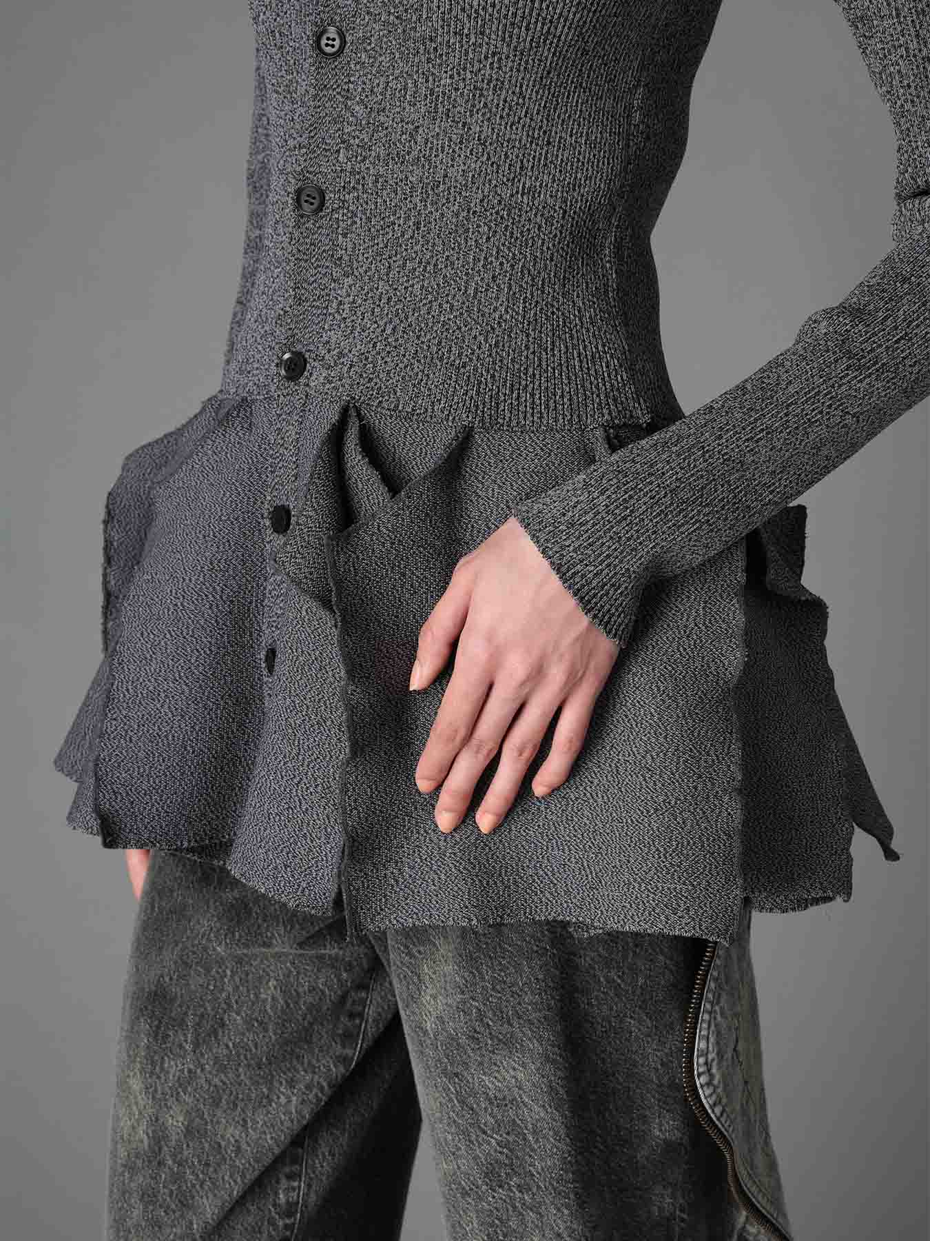 HIGH-GAUGE 3D KNIT FRILLED GARDIGAN