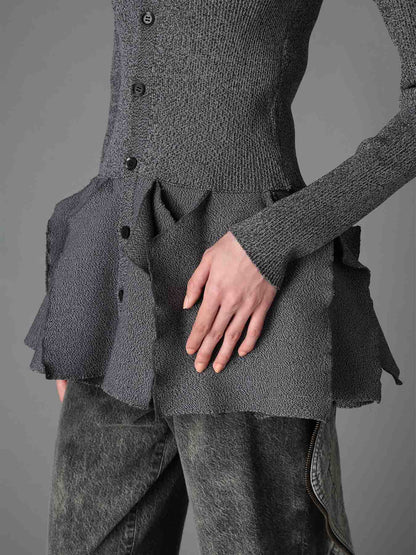 HIGH-GAUGE 3D KNIT FRILLED GARDIGAN