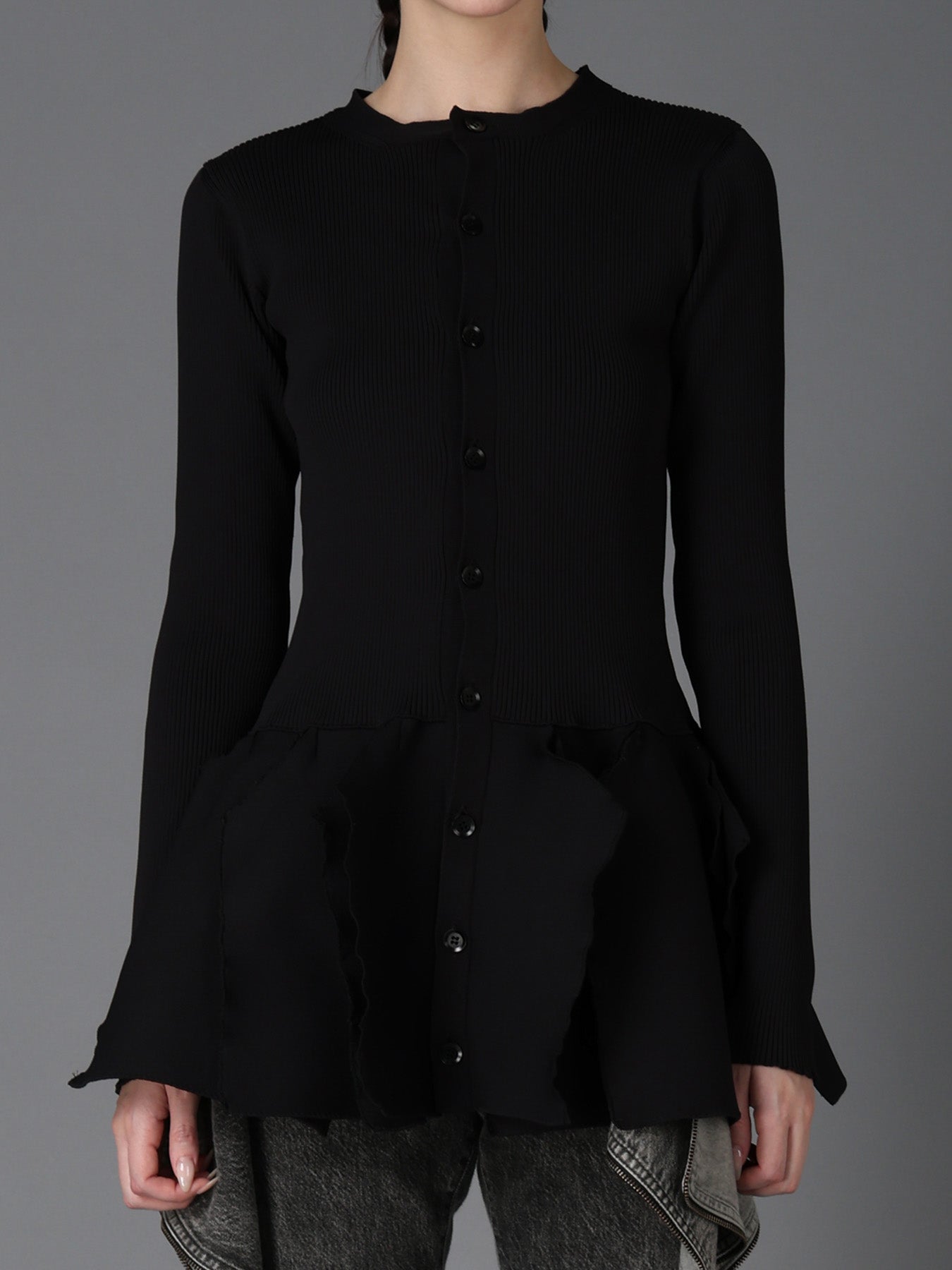 HIGH-GAUGE 3D KNIT FRILLED GARDIGAN