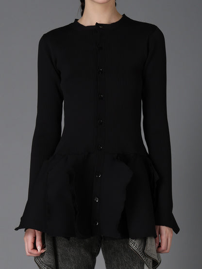HIGH-GAUGE 3D KNIT FRILLED GARDIGAN