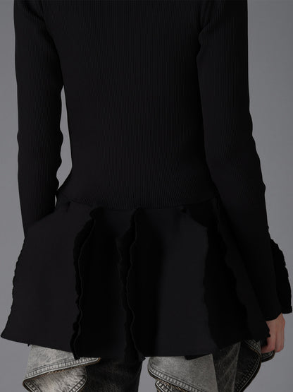 HIGH-GAUGE 3D KNIT FRILLED GARDIGAN