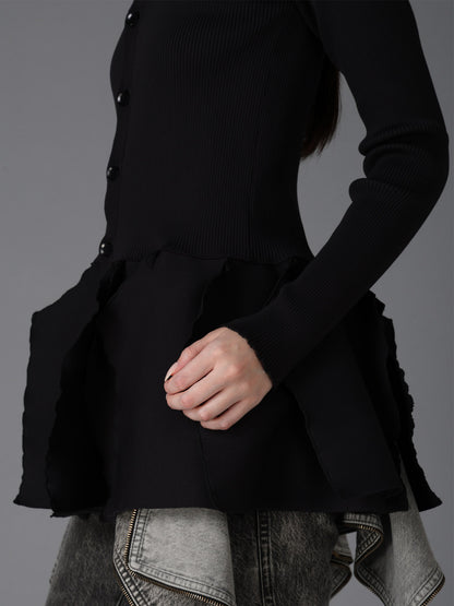 HIGH-GAUGE 3D KNIT FRILLED GARDIGAN