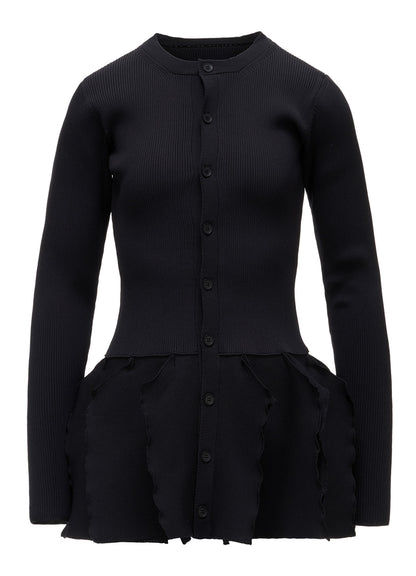 HIGH-GAUGE 3D KNIT FRILLED GARDIGAN