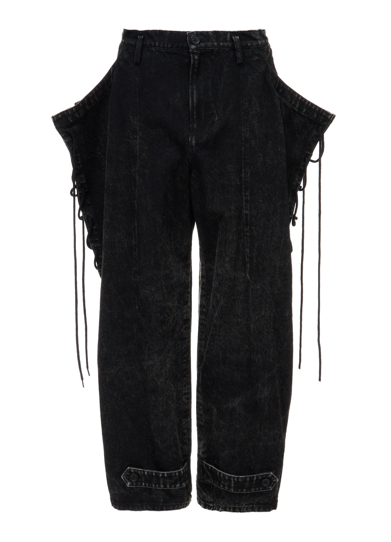CHEMICAL BLEACHED DENIM LACE UP PANTS – THE SHOP YOHJI YAMAMOTO