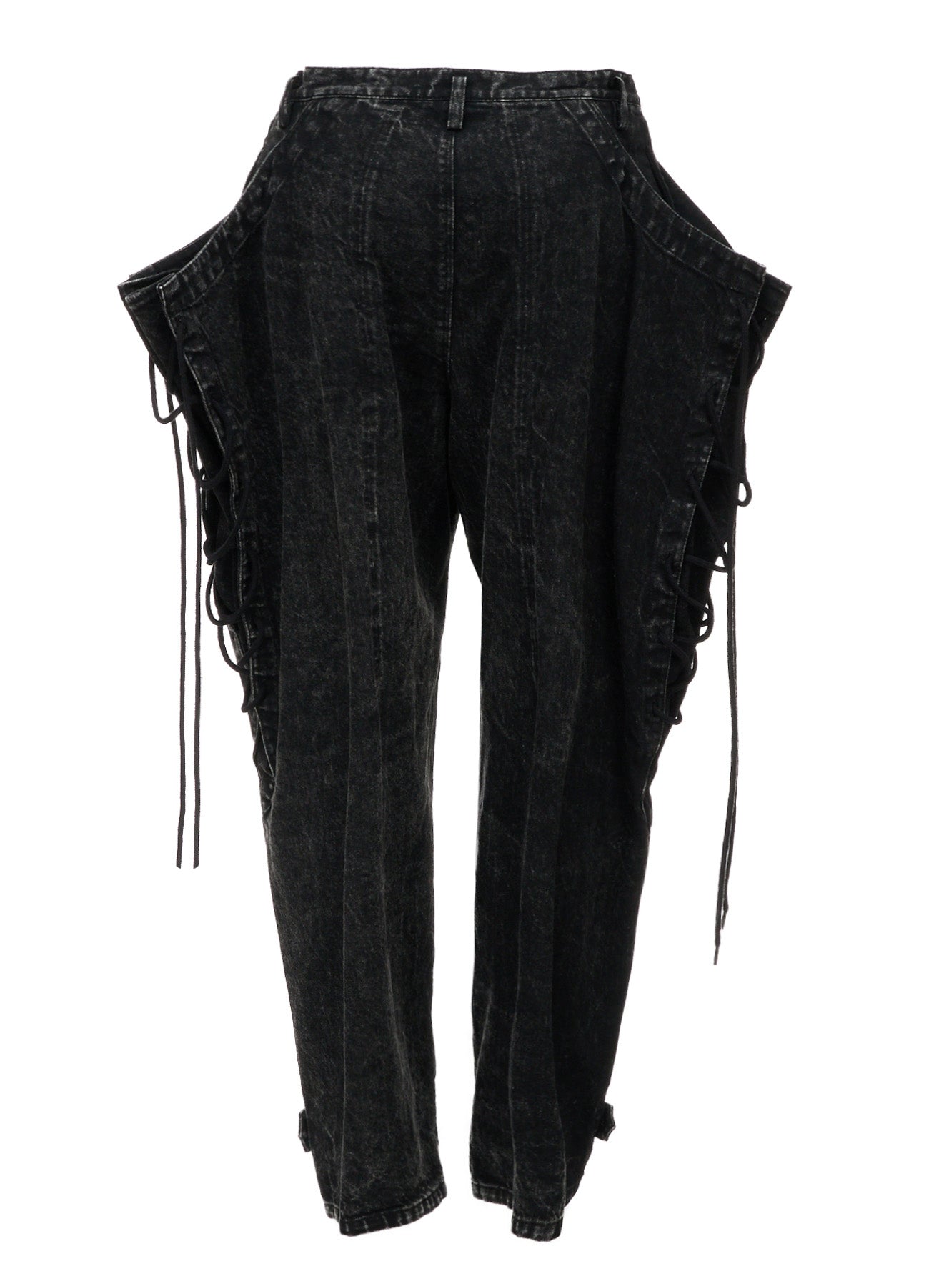CHEMICAL BLEACHED DENIM LACE UP PANTS – THE SHOP YOHJI YAMAMOTO