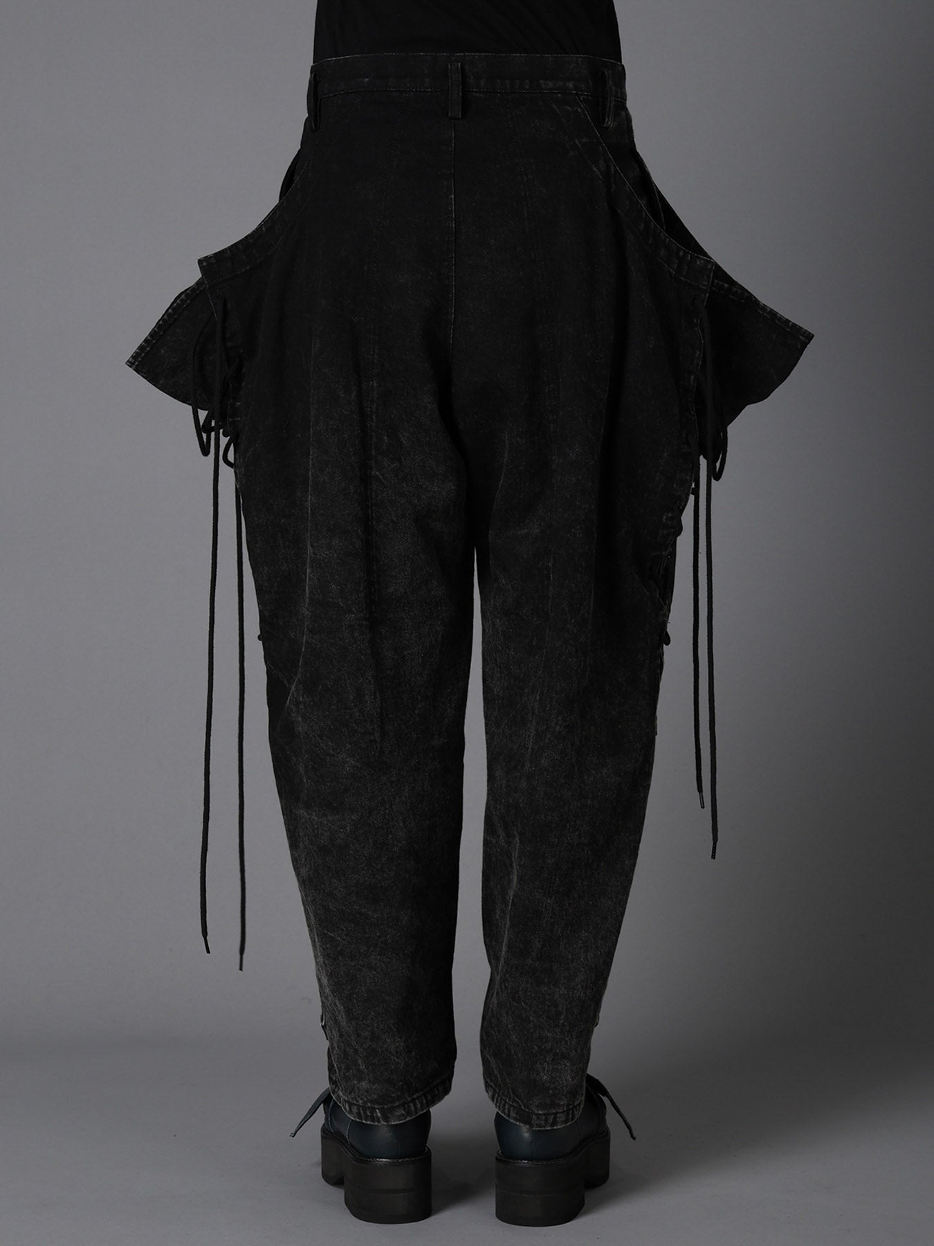 CHEMICAL BLEACHED DENIM LACE UP PANTS – THE SHOP YOHJI YAMAMOTO