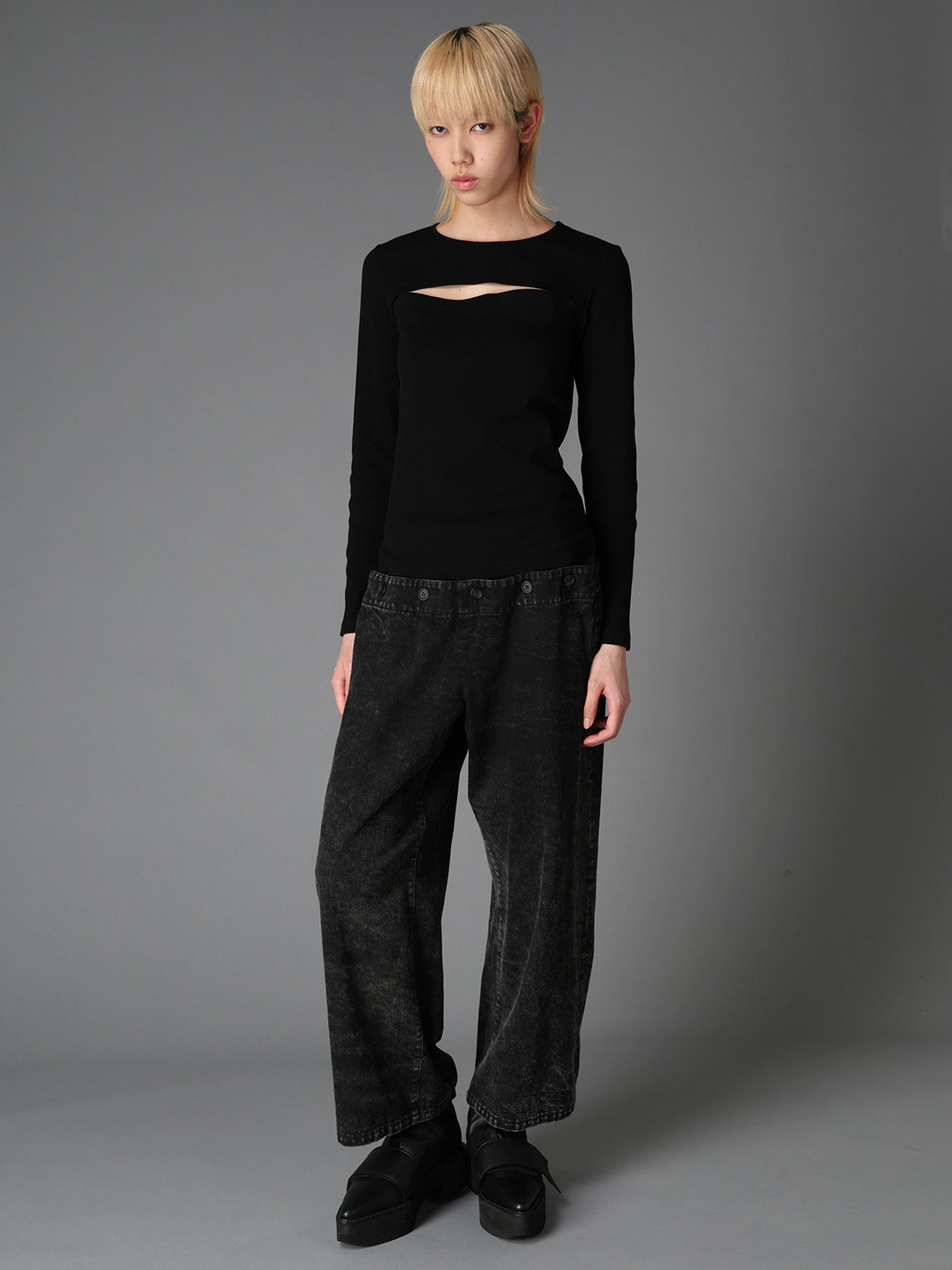 CHEMICAL BLEACHED DENIM SAILOR PANTS