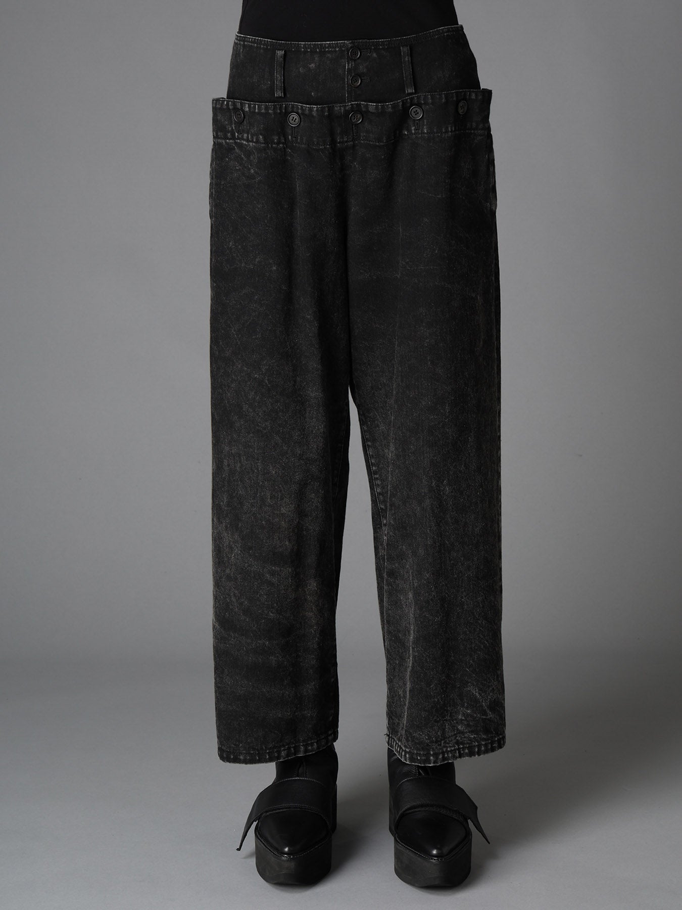CHEMICAL BLEACHED DENIM SAILOR PANTS