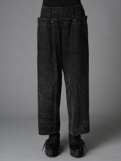 CHEMICAL BLEACHED DENIM SAILOR PANTS