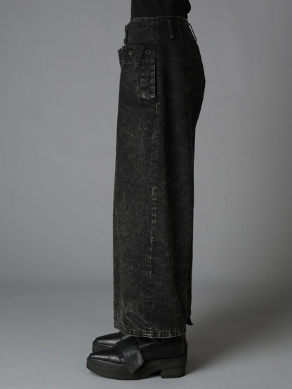 CHEMICAL BLEACHED DENIM SAILOR PANTS