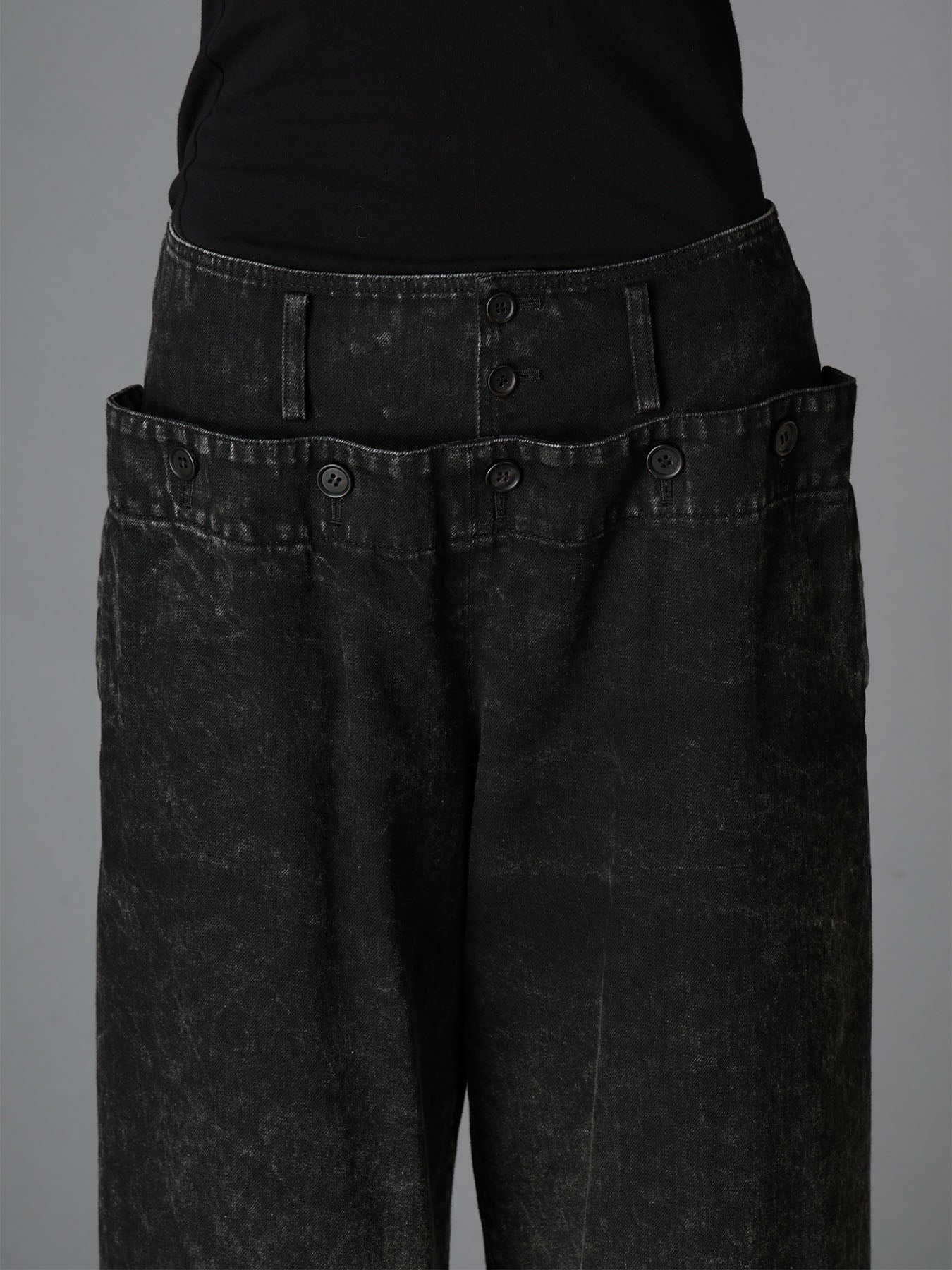 CHEMICAL BLEACHED DENIM SAILOR PANTS
