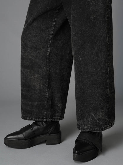 CHEMICAL BLEACHED DENIM SAILOR PANTS