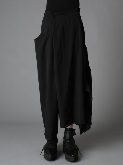 WOOL GABARDINE  PLEATED DETAIL SKORT
