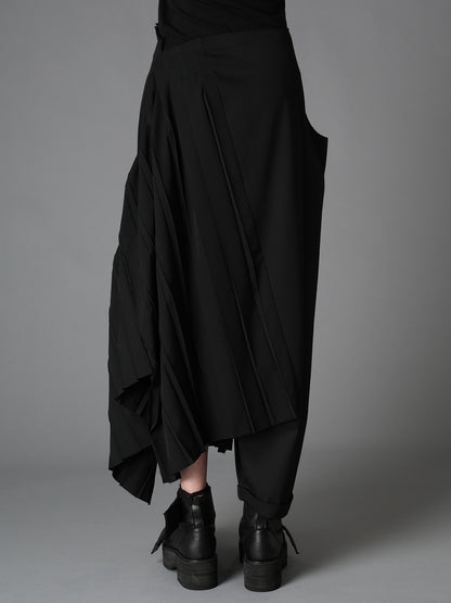WOOL GABARDINE  PLEATED DETAIL SKORT