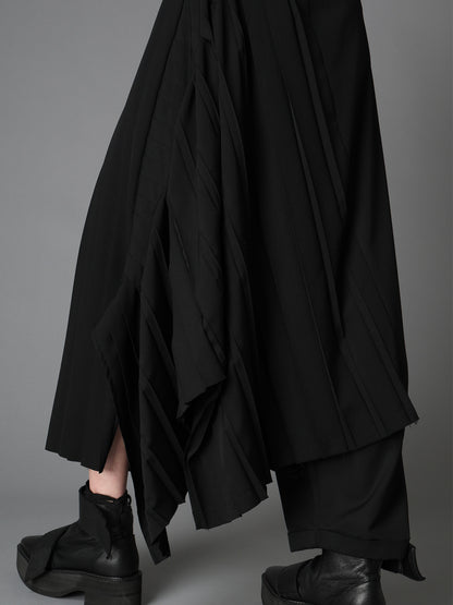 WOOL GABARDINE  PLEATED DETAIL SKORT