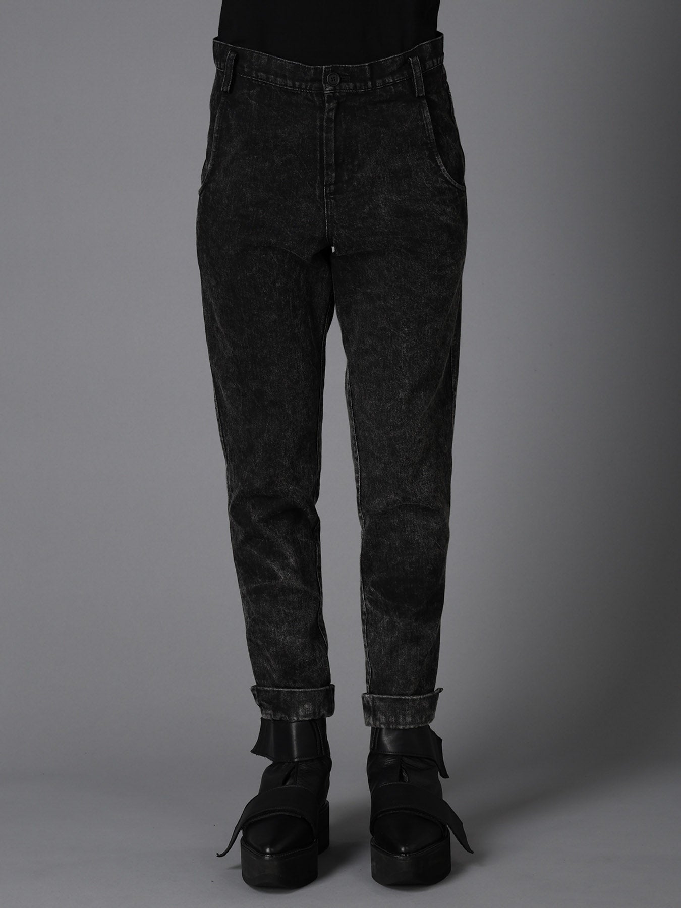 CHEMICAL BLEACHED DENIM CUFFED PANTS – THE SHOP YOHJI YAMAMOTO