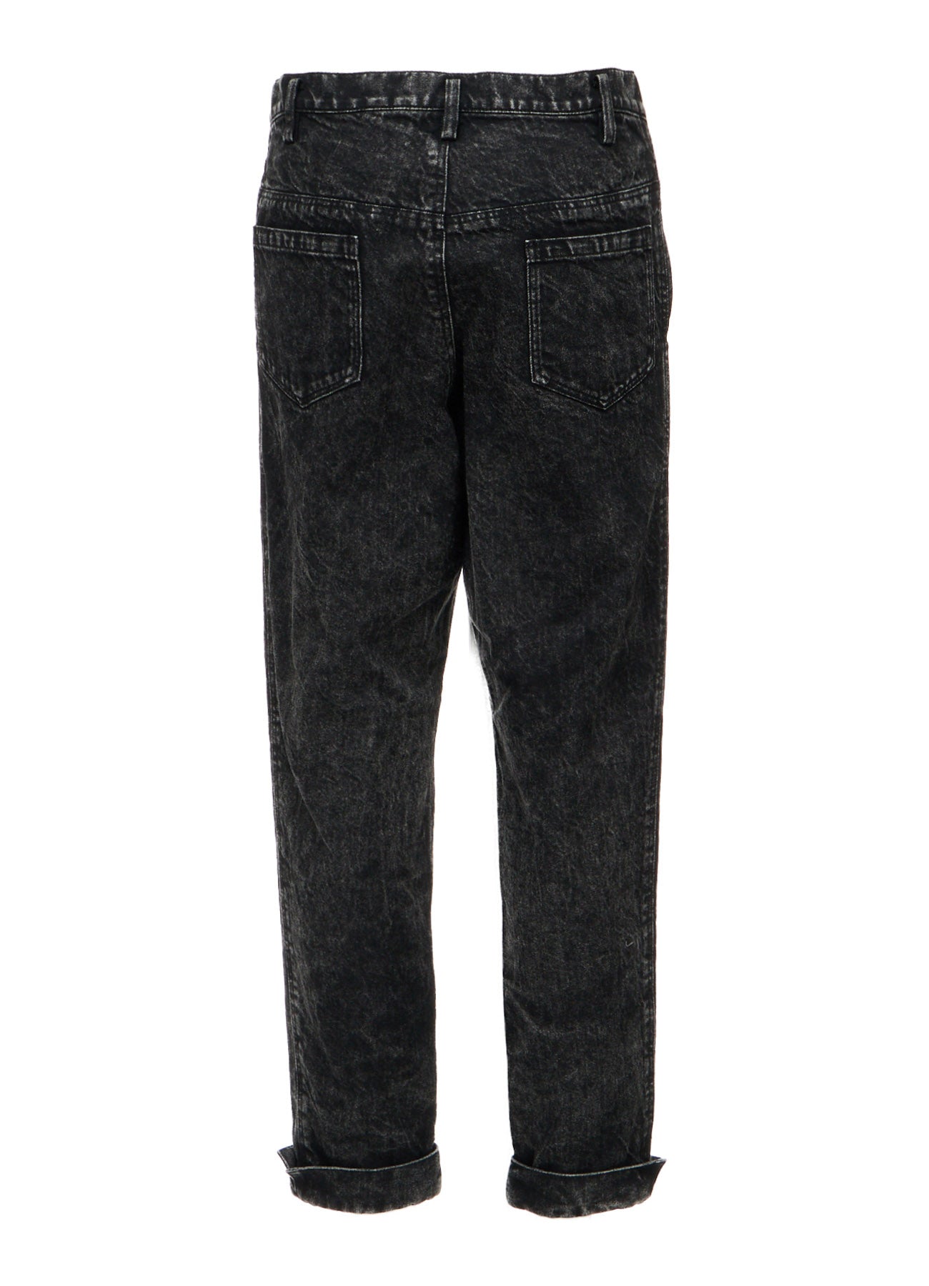 CHEMICAL BLEACHED DENIM CUFFED PANTS