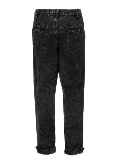 CHEMICAL BLEACHED DENIM CUFFED PANTS