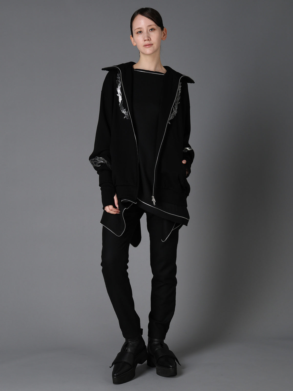 W/ SERGE  ZIP DETAIL SLIM PANTS