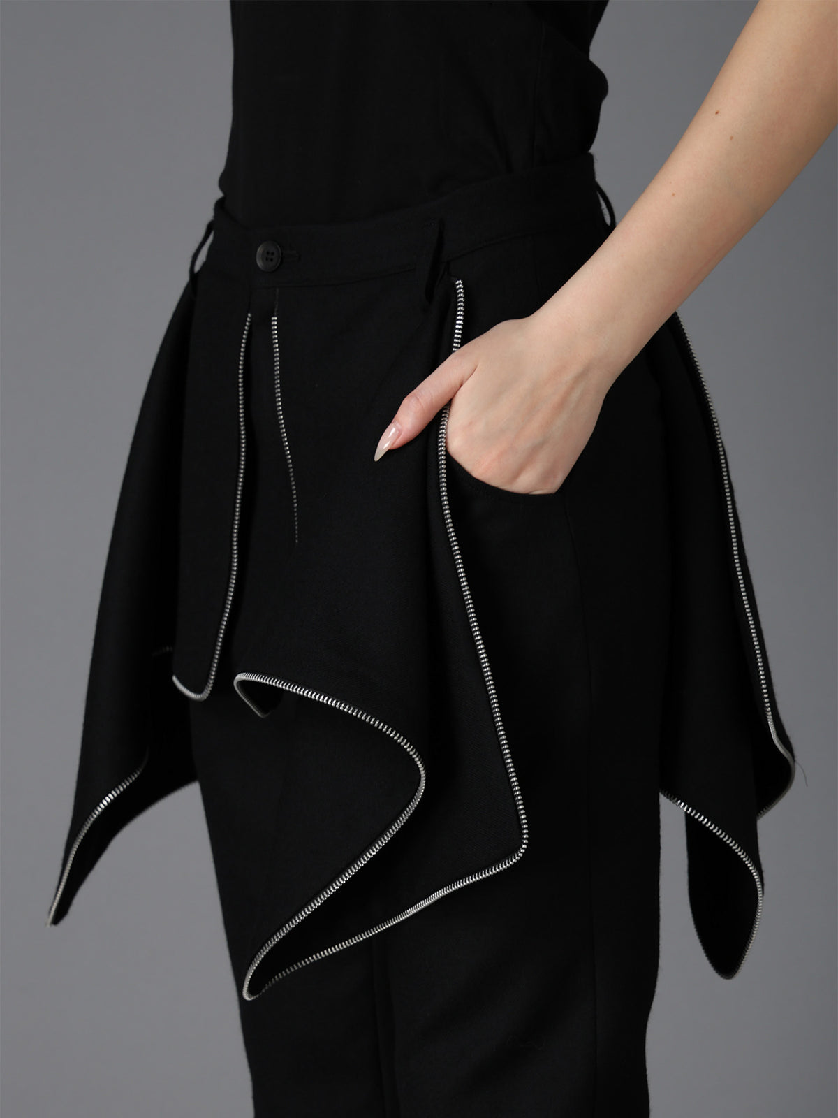 W/ SERGE  ZIP DETAIL SLIM PANTS