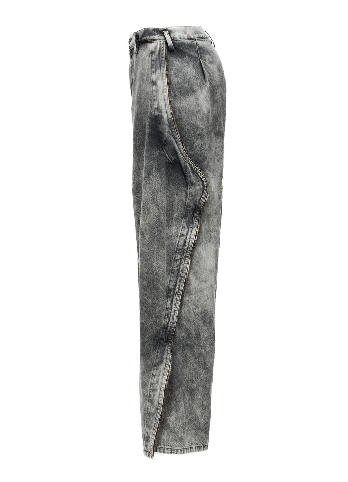 MIST BLEACHED DENIM ZIP DETAIL PANTS