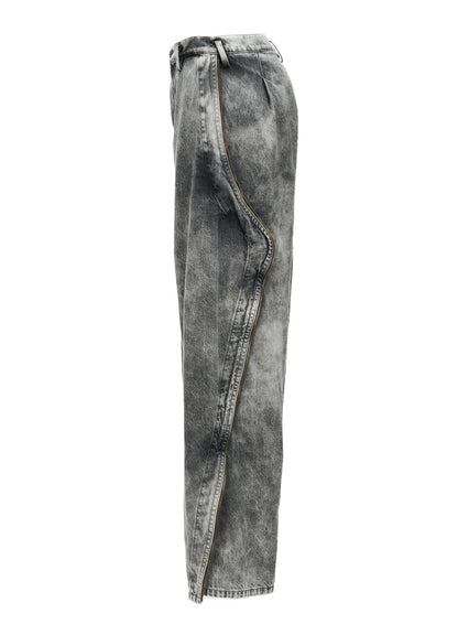 MIST BLEACHED DENIM ZIP DETAIL PANTS