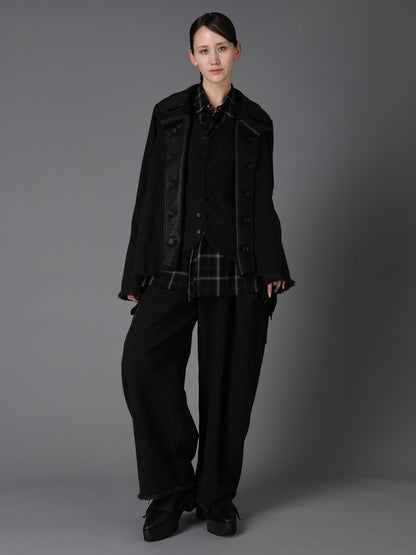 TOP DYED TWEED DRAPED POCKET PANTS