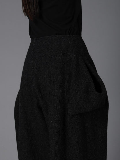 TOP DYED TWEED DRAPED POCKET PANTS