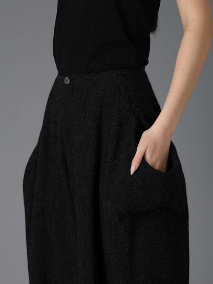 TOP DYED TWEED DRAPED POCKET PANTS