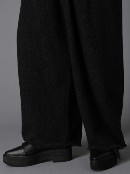 TOP DYED TWEED DRAPED POCKET PANTS