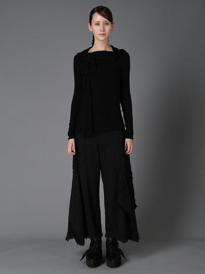 TOP DYED TWEED FLARED PANEL PANTS B