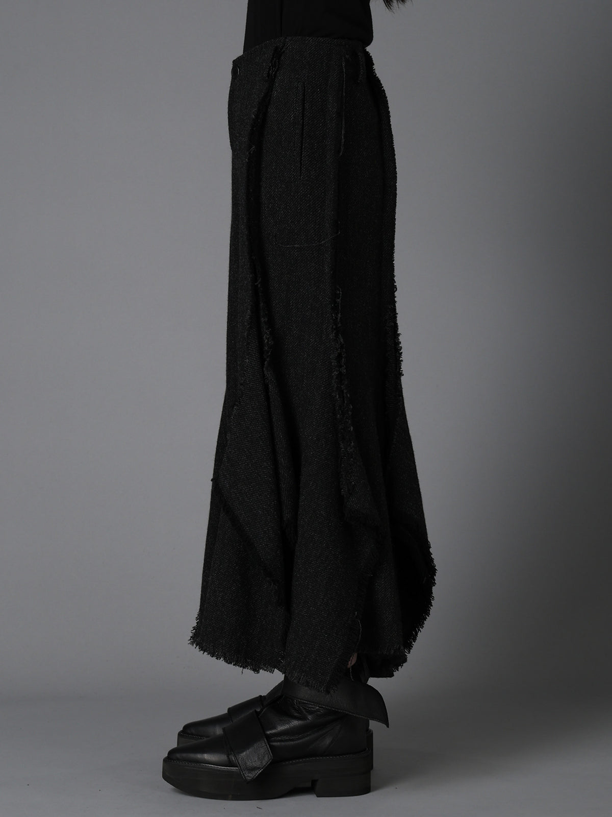 TOP DYED TWEED FLARED PANEL PANTS B