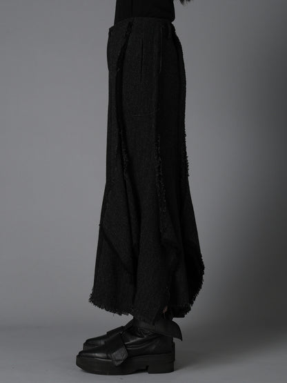 TOP DYED TWEED FLARED PANEL PANTS B